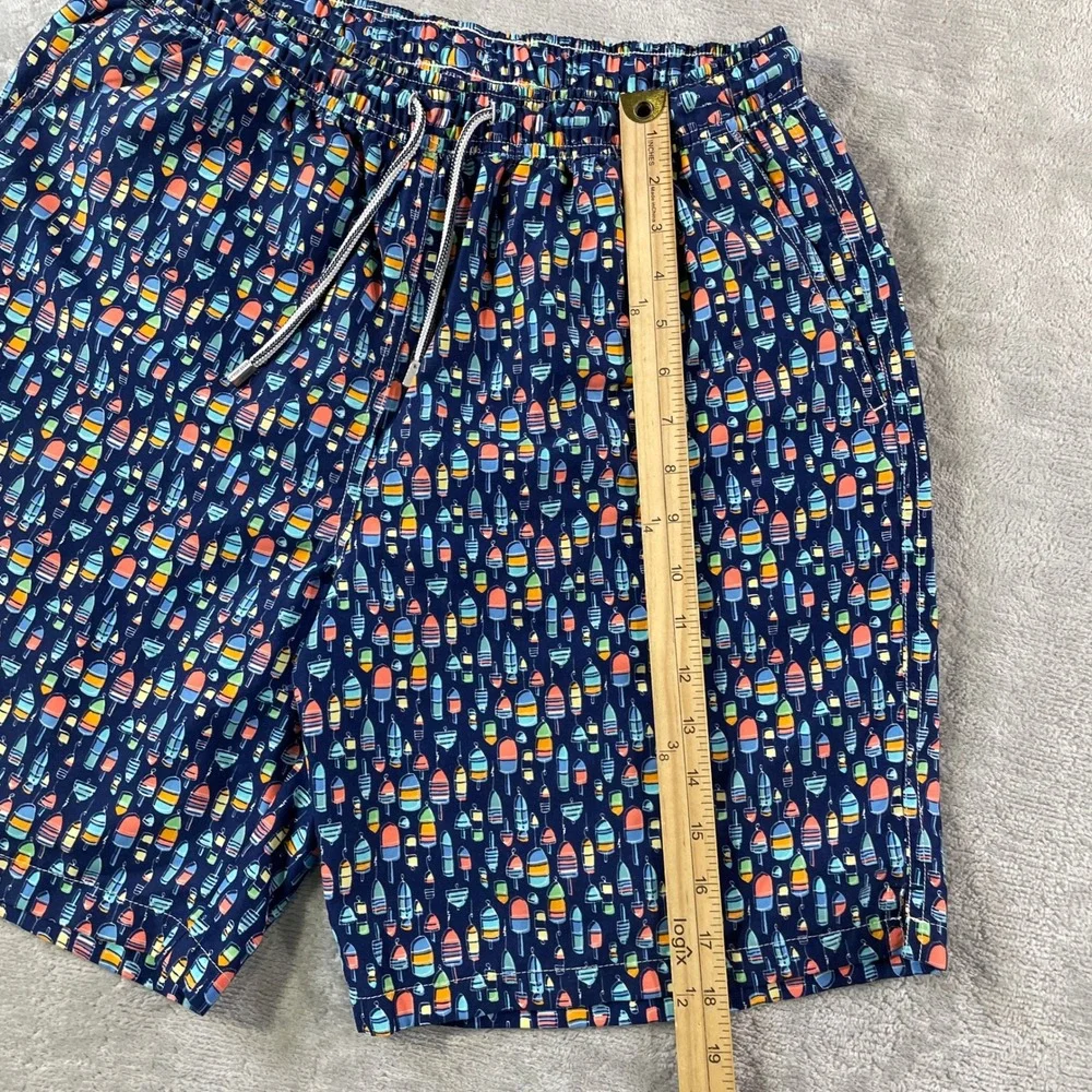 Peter Millar Swim Trunks Mens Medium Blue Buoy Mesh Lined Geometric Summer